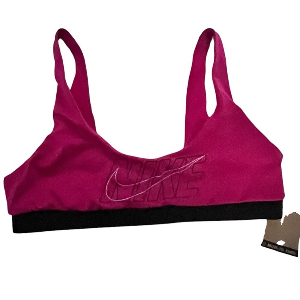 Nike Women's Athletic  Swim Pink Bikini Top Swoosh Logo  Sz M NWT